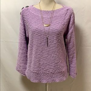 Caslon lavender boat neck chunky knit sweater